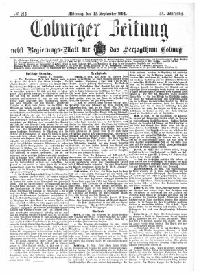 Coburger Zeitung Mittwoch 12. September 1894