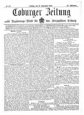 Coburger Zeitung Freitag 21. September 1894