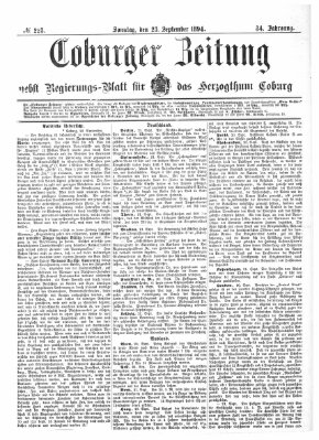 Coburger Zeitung Sonntag 23. September 1894