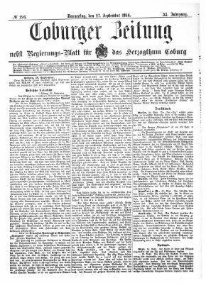 Coburger Zeitung Donnerstag 27. September 1894