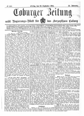 Coburger Zeitung Freitag 28. September 1894