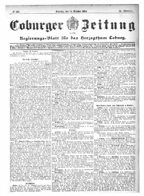 Coburger Zeitung Sonntag 14. Oktober 1894