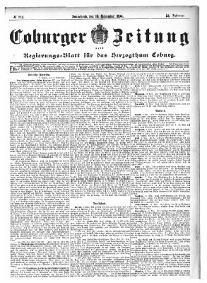 Coburger Zeitung Samstag 10. November 1894