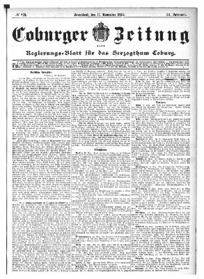 Coburger Zeitung Samstag 17. November 1894