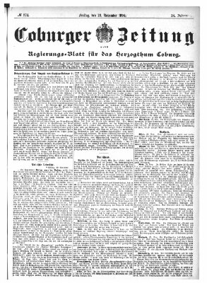 Coburger Zeitung Freitag 23. November 1894