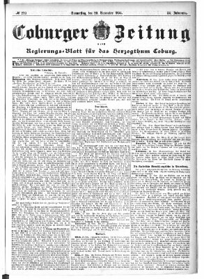 Coburger Zeitung Donnerstag 29. November 1894