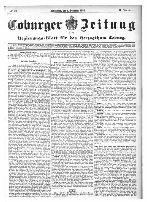 Coburger Zeitung Samstag 1. Dezember 1894