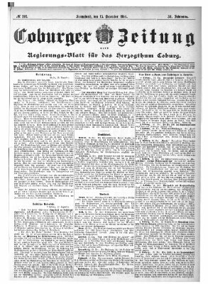 Coburger Zeitung Samstag 15. Dezember 1894