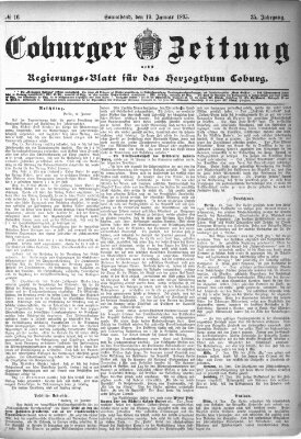 Coburger Zeitung Samstag 19. Januar 1895