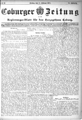 Coburger Zeitung Freitag 15. Februar 1895