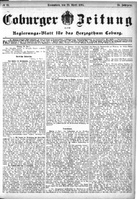 Coburger Zeitung Samstag 20. April 1895