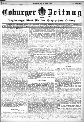 Coburger Zeitung Mittwoch 1. Mai 1895