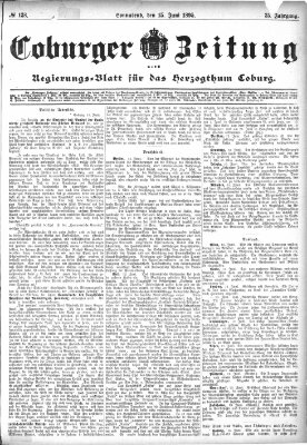 Coburger Zeitung Samstag 15. Juni 1895