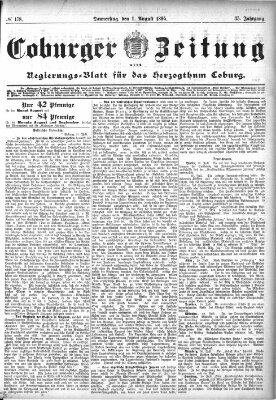 Coburger Zeitung Donnerstag 1. August 1895