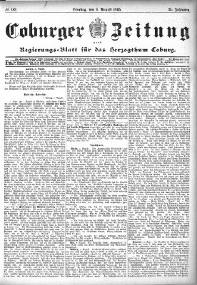 Coburger Zeitung Dienstag 6. August 1895