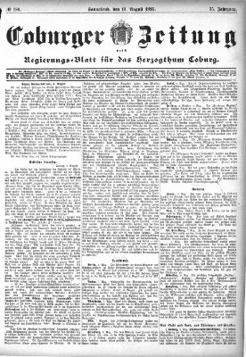 Coburger Zeitung Samstag 10. August 1895