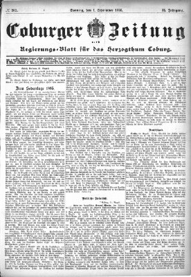 Coburger Zeitung Sonntag 1. September 1895