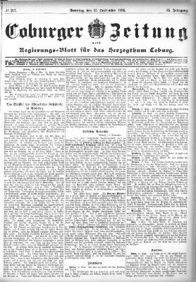 Coburger Zeitung Sonntag 15. September 1895