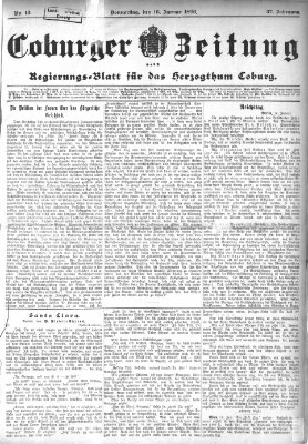 Coburger Zeitung Donnerstag 16. Januar 1896