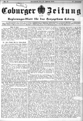 Coburger Zeitung Samstag 25. Januar 1896