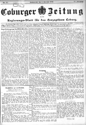 Coburger Zeitung Samstag 1. Februar 1896