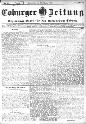 Coburger Zeitung Samstag 22. Februar 1896