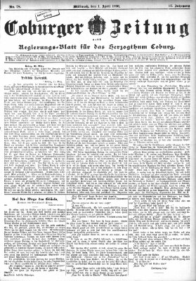 Coburger Zeitung Mittwoch 1. April 1896