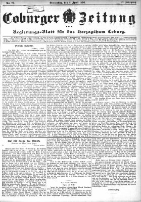 Coburger Zeitung Donnerstag 2. April 1896