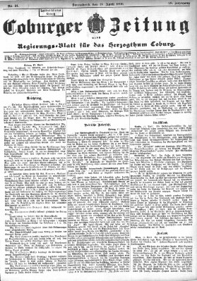 Coburger Zeitung Samstag 18. April 1896