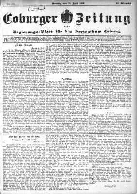 Coburger Zeitung Dienstag 28. April 1896