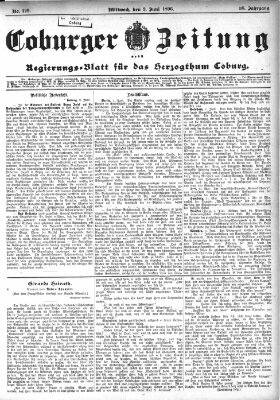 Coburger Zeitung Mittwoch 3. Juni 1896