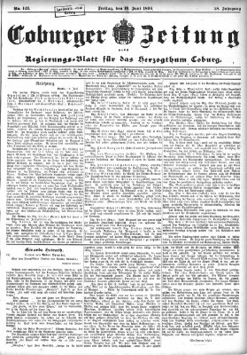 Coburger Zeitung Freitag 19. Juni 1896