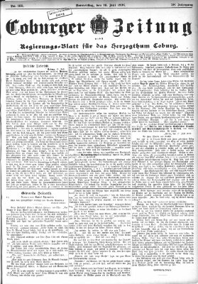 Coburger Zeitung Donnerstag 16. Juli 1896