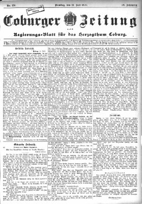 Coburger Zeitung Dienstag 21. Juli 1896