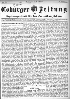 Coburger Zeitung Dienstag 11. August 1896