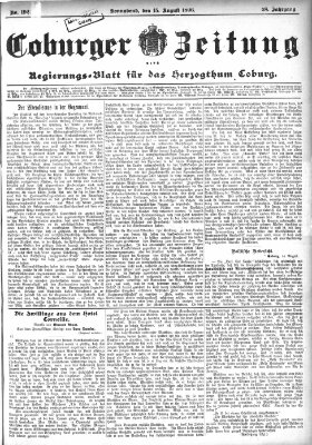 Coburger Zeitung Samstag 15. August 1896