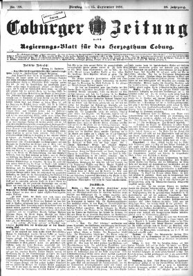 Coburger Zeitung Dienstag 15. September 1896