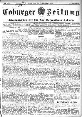 Coburger Zeitung Donnerstag 17. September 1896