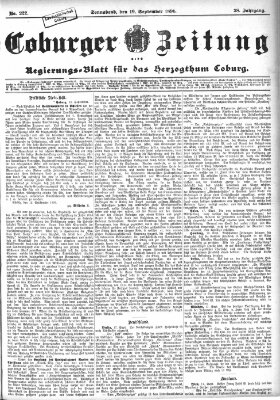 Coburger Zeitung Samstag 19. September 1896