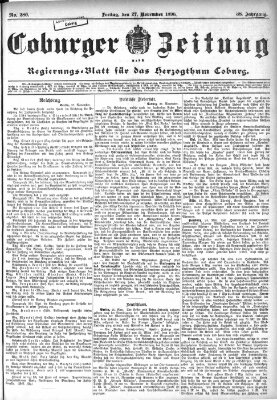 Coburger Zeitung Freitag 27. November 1896