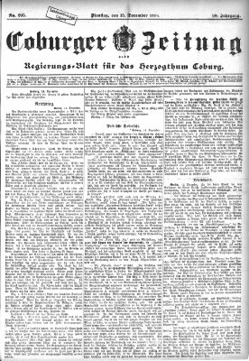 Coburger Zeitung Dienstag 15. Dezember 1896