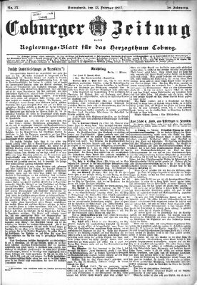 Coburger Zeitung Samstag 13. Februar 1897