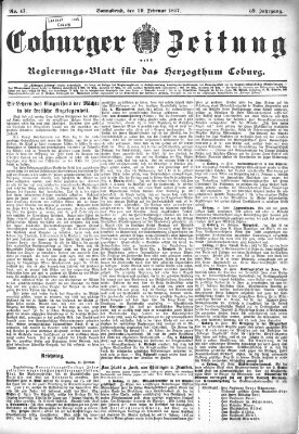 Coburger Zeitung Samstag 20. Februar 1897