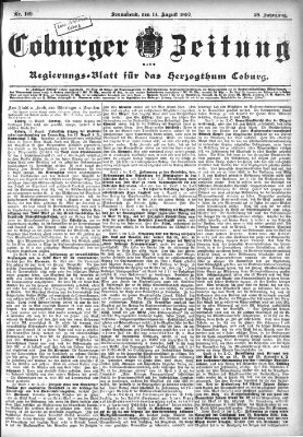 Coburger Zeitung Samstag 14. August 1897