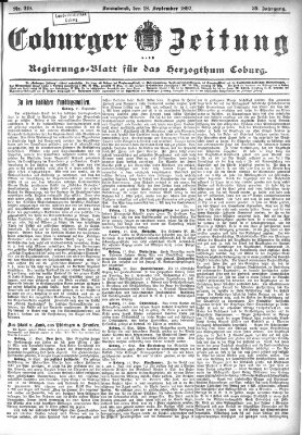 Coburger Zeitung Samstag 18. September 1897