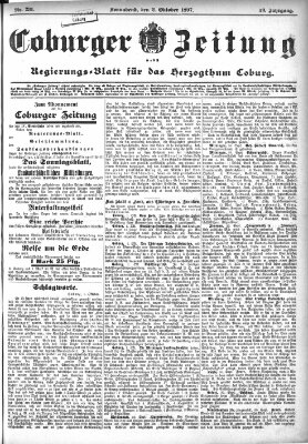 Coburger Zeitung Samstag 2. Oktober 1897