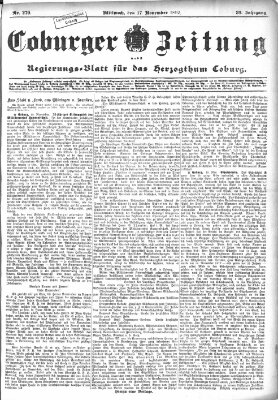 Coburger Zeitung Mittwoch 17. November 1897