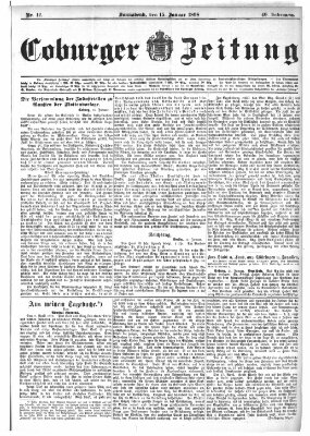 Coburger Zeitung Samstag 15. Januar 1898