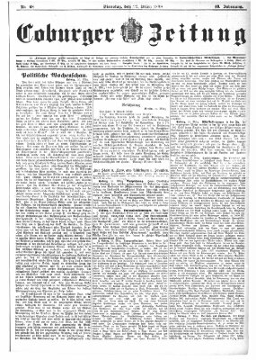 Coburger Zeitung Dienstag 22. März 1898