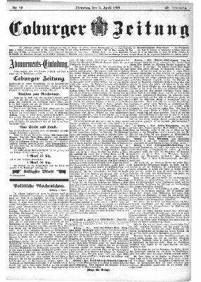 Coburger Zeitung Dienstag 5. April 1898